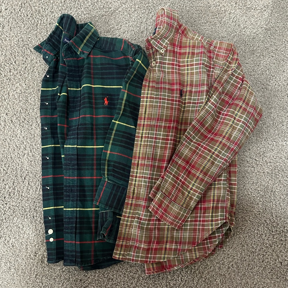Polo by Ralph Lauren Kids Plaid Button Down Shirts - Green and Red